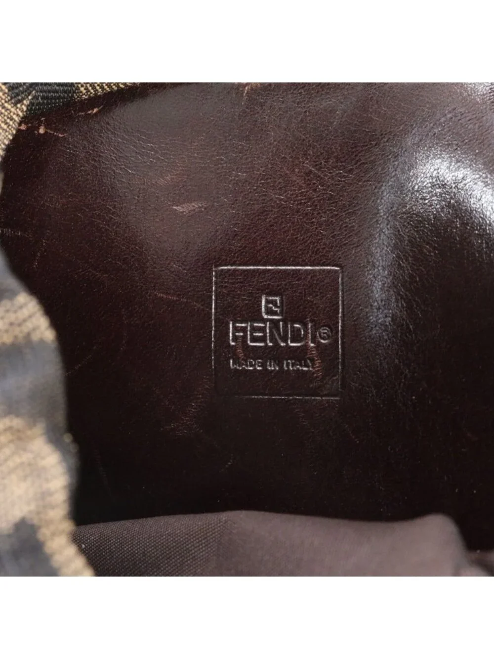 Fendi Zucca Leather Canvas Shoulder Bag Brown